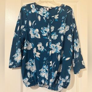 41 Hawthorn Teal Floral Blouse